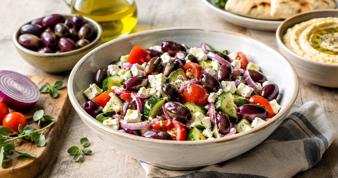 Kalamata olives for a Greek salad and mezze spread