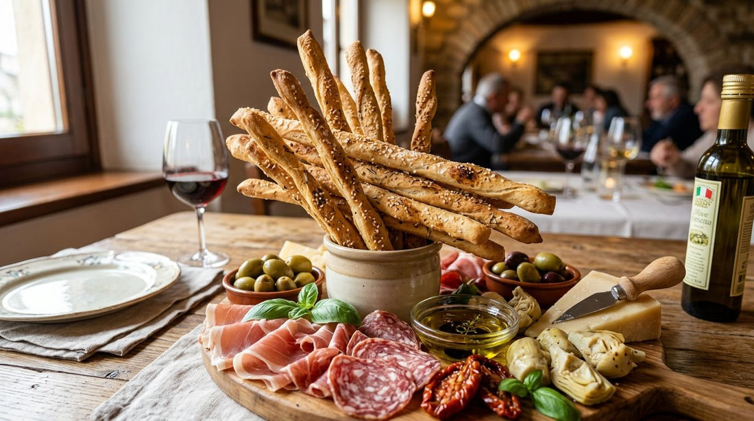 Italian grissini breadsticks for antipasto platters
