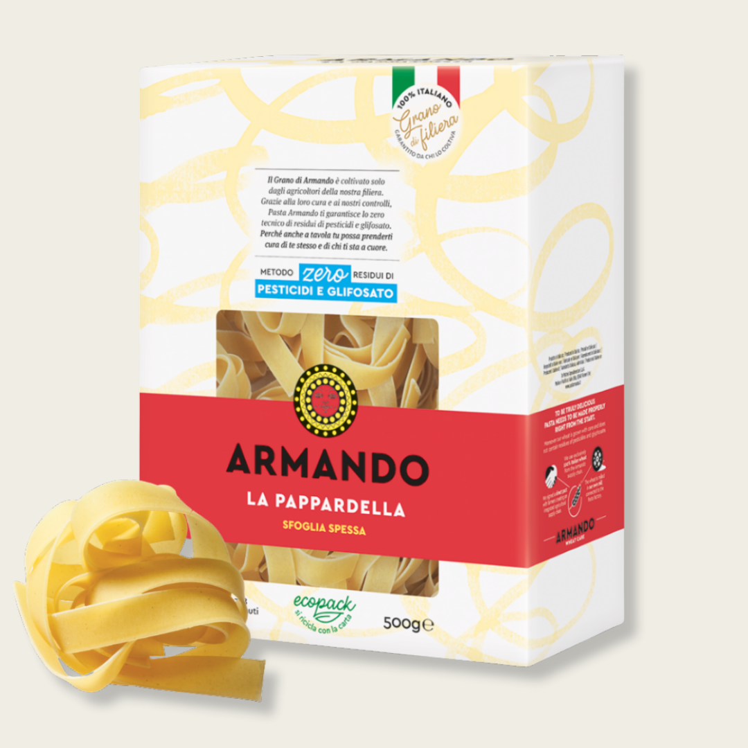 Armando pasta packaging with a white background