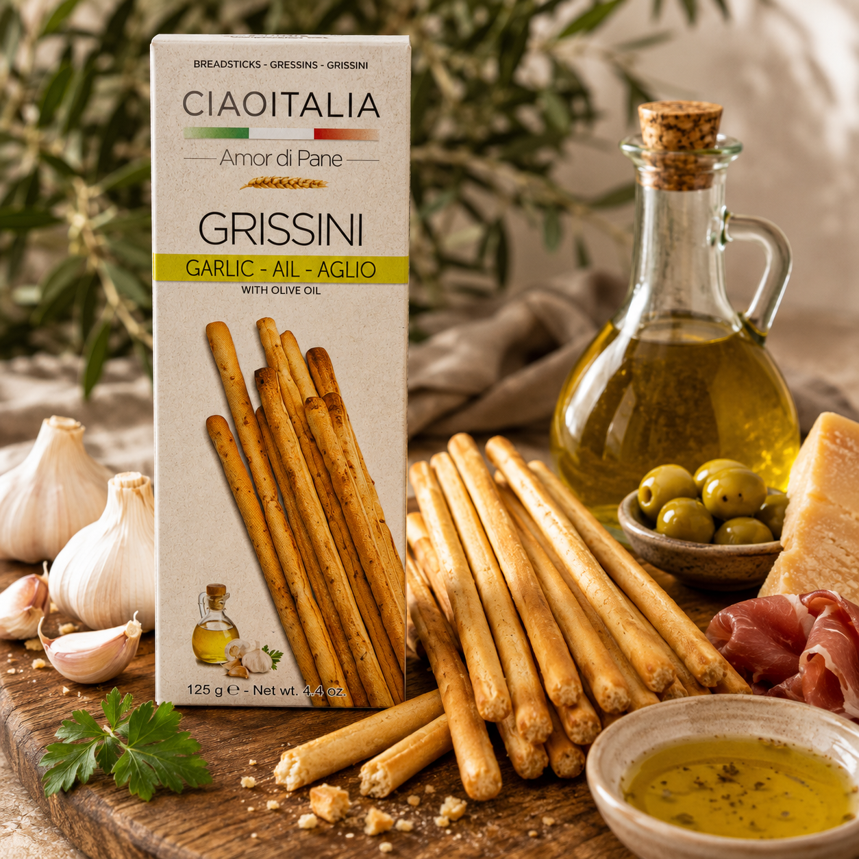 Ciao Italia Garlic and Olive Oil Grissini Breadsticks