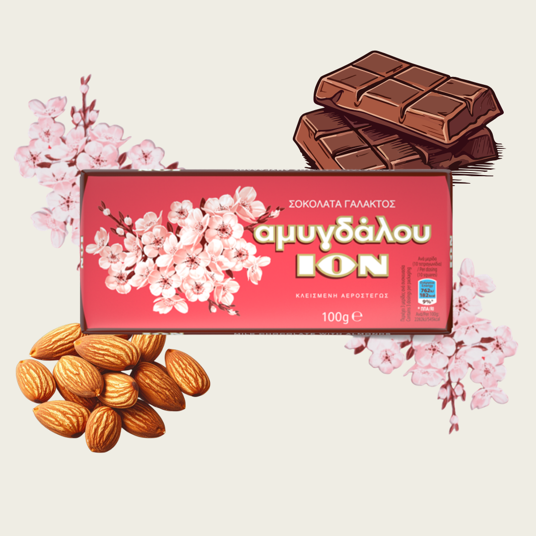 ION Milk Chocolate with Almonds 100g | Greek Chocolate