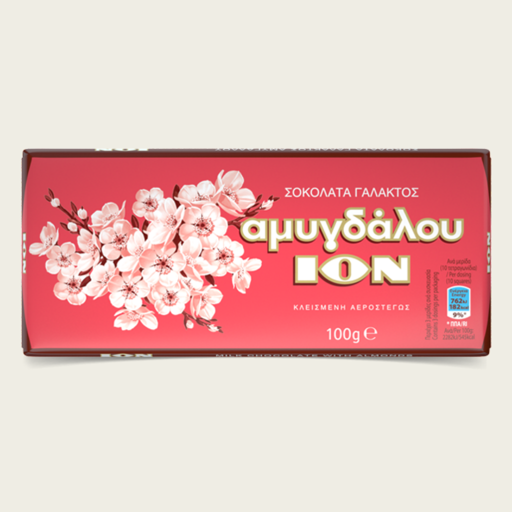 ION Milk Chocolate with Almonds 100g | Greek Chocolate