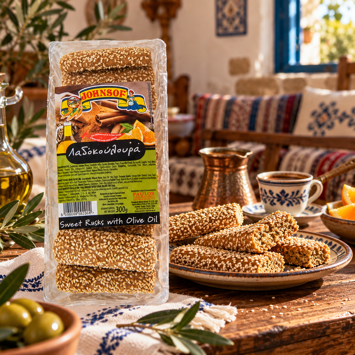 Johnsof Sweet Rusks with Olive Oil 300g | Cypriot Rusks