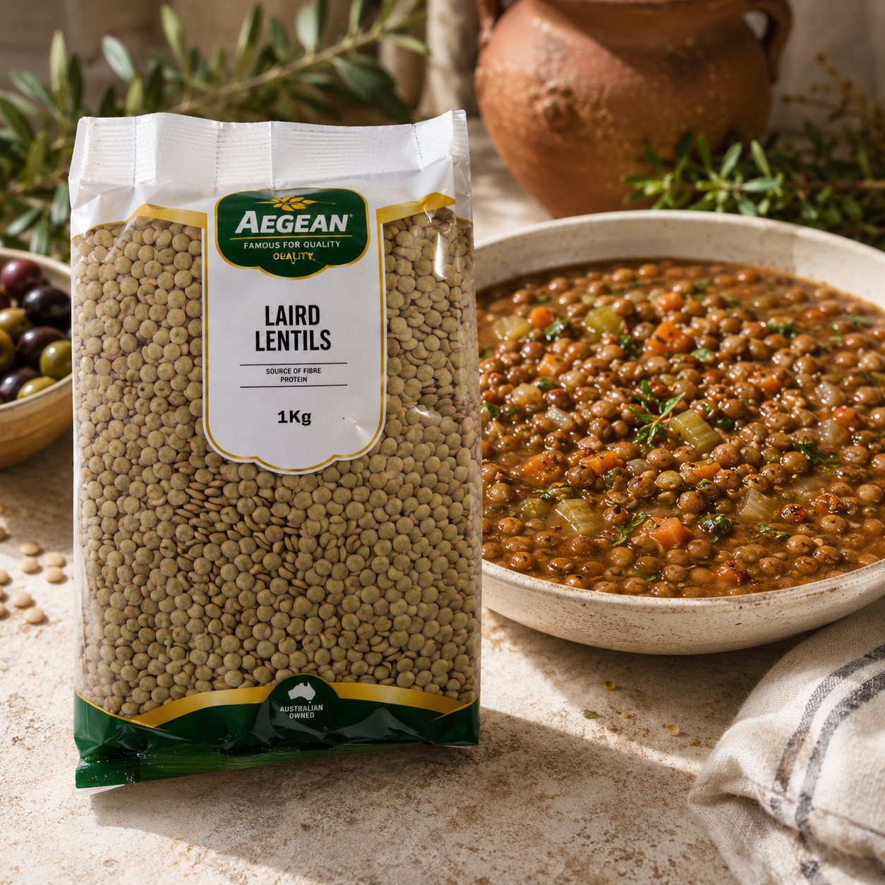 Aegean Laid Lentils 1kg Premium Mediterranean Lentils