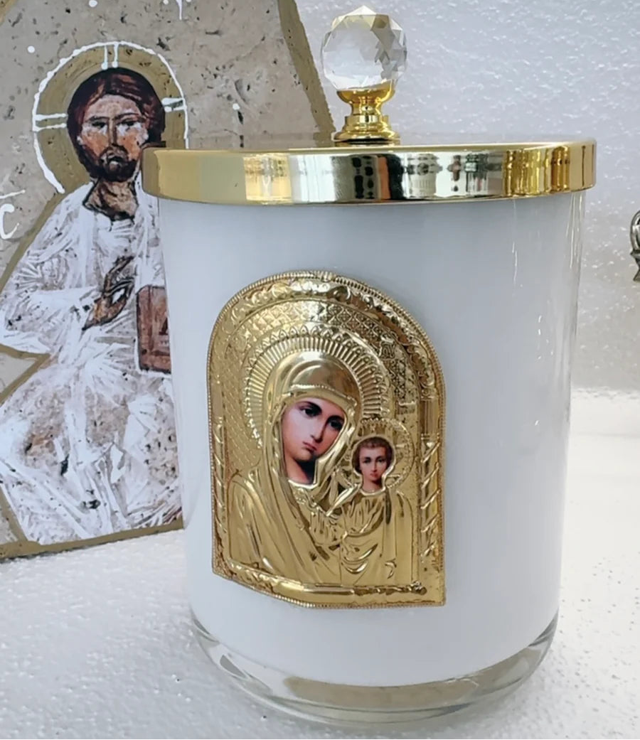 Virgin Mary Panagia Keepsake Candle Livani Scented - XL