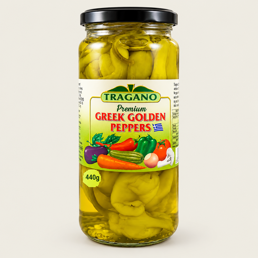 Tragano Premium Greek Golden Peppers 440g | Product of Greece