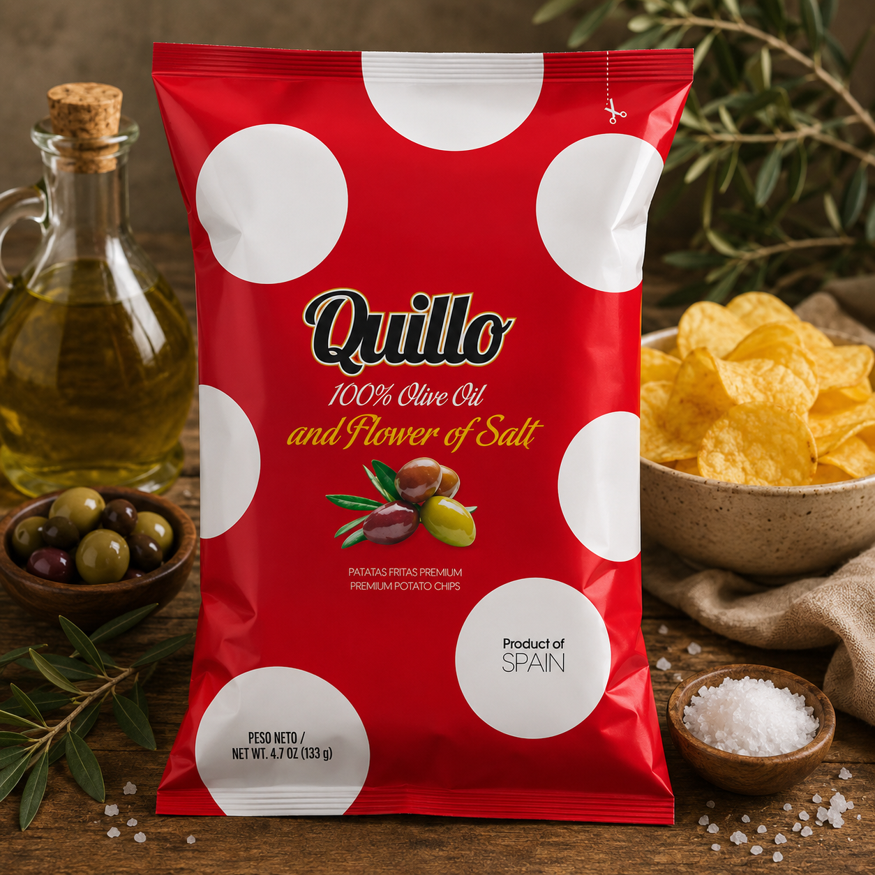 Quillo Chips Olive Oil & Flower of Salt Chips