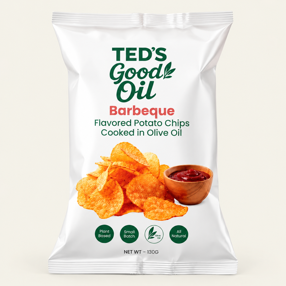 Ted’s Good Oil Barbeque Potato Chips 130g | Olive Oil Chips