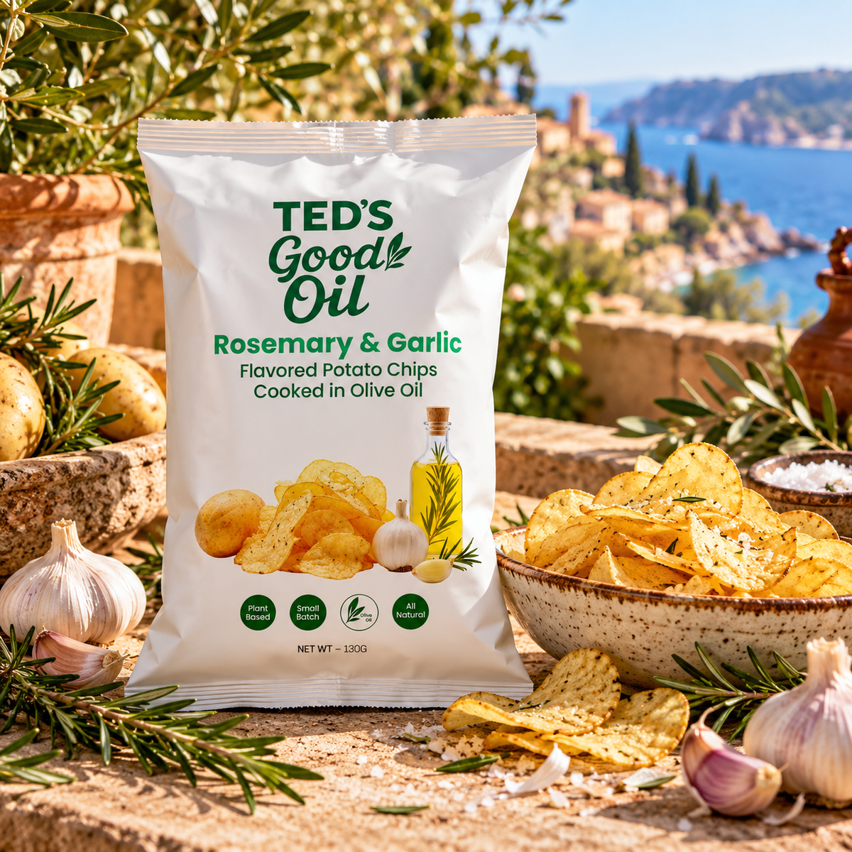 Ted’s Good Oil Rosemary & Garlic Potato Chips 130g
