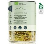 Herbal tea packaging with visible branding and product details on a white background